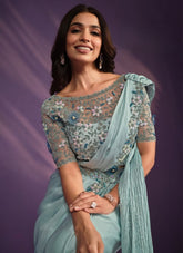 Sumptuous Looking Functional Wear Sea Green Colour Saree